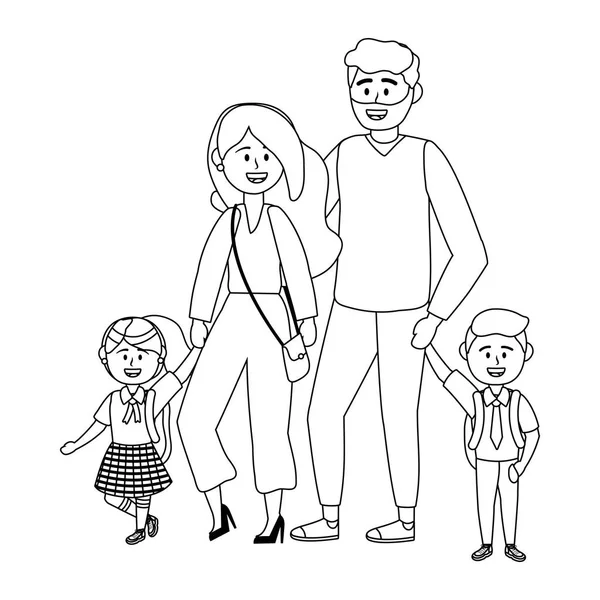 Parents with kids going to school design vector illustrator — Stock Vector