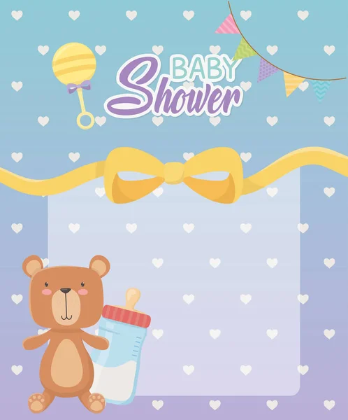 Baby shower card con orsacchiotto — Vettoriale Stock