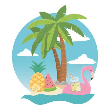 Yaz ve tatil simgesi set tasarım