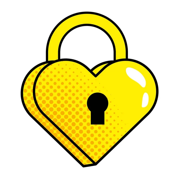 Pop art padlock heart shape — Stock Vector