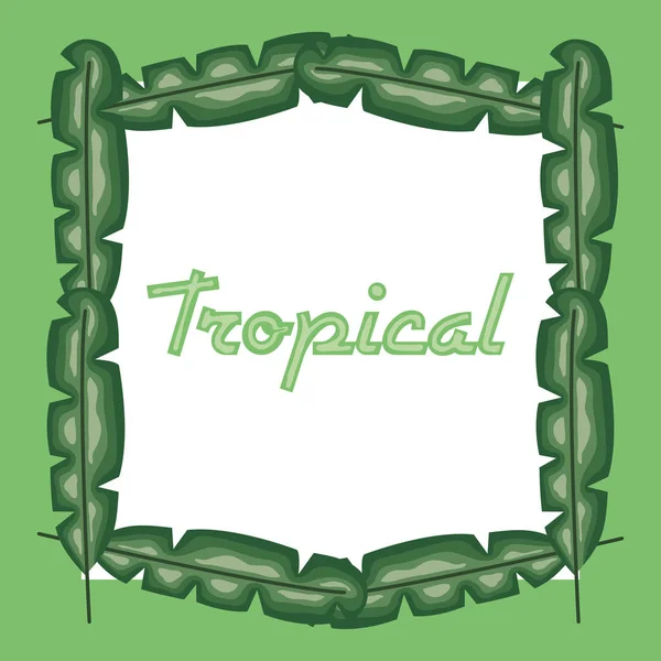 Moldura quadrada com folhas tropicais —  Vetores de Stock