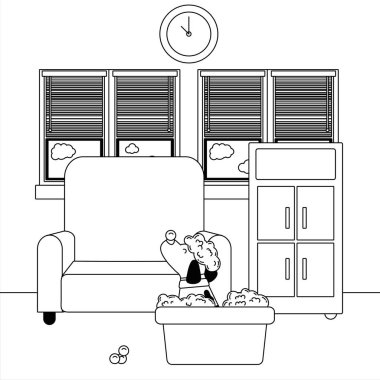 Köpek karikatür alma duş tasarım