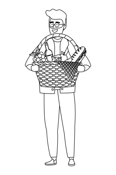 Ο άνθρωπος καρτούν έχει σχεδιασμό πικ-νικ — Διανυσματικό Αρχείο