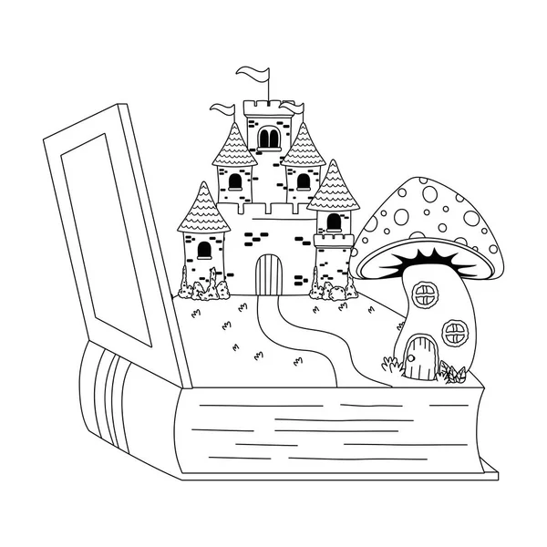 Castelo isolado dentro do livro desenho vetor ilustração — Vetor de Stock