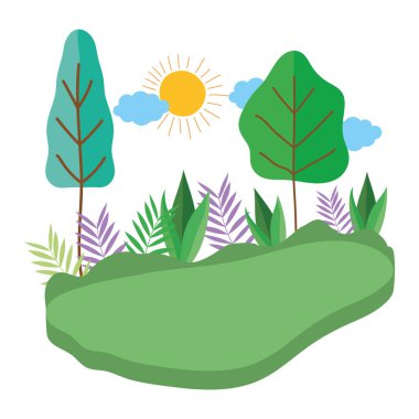 İzole soyut ve mevsim ağaçları tasarımı