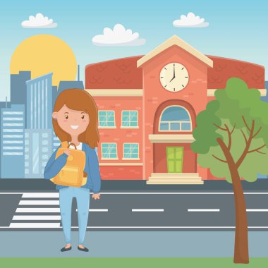 Okul tasarım kız karikatür