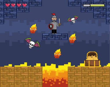 Arcade oyun dünya ve piksel sahne tasarım