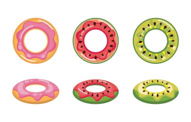 donut , watermelon and pineapple float set