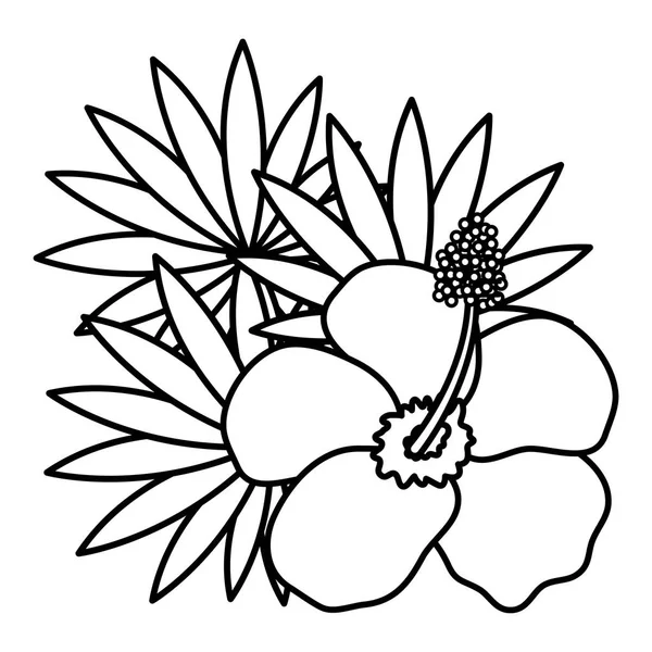 Εξωτικό και τροπικό λουλούδι με φύλλα κήπου — Διανυσματικό Αρχείο