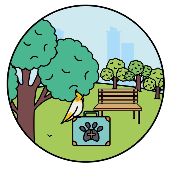 Schattig vogeltje schattig mascotte in het park — Stockvector