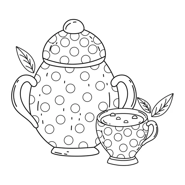 Bol à sucre isolé et tasse à café design — Image vectorielle