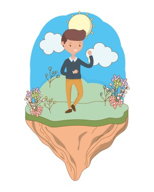 Genç çocuk karikatür tasarım vector Illustrator