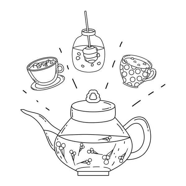 Ilustración vectorial de diseño de maceta de té aislado — Vector de stock