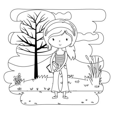 Genç kız karikatür tasarımı