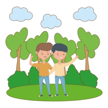 Genç erkek arkadaşlar tasarım vektör Illustrator