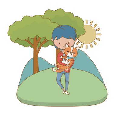 Köpek karikatür tasarımı ile çocuk