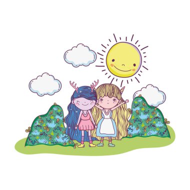 Kampta sevimli küçük periler çift