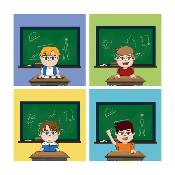 School boys cartoons — Stock Vector