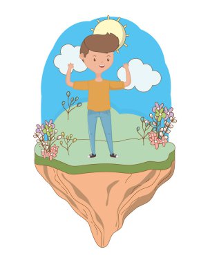 Genç çocuk karikatür tasarım vector Illustrator