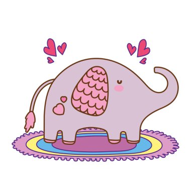 İzole edilmiş fil karikatürü vektör tasarımı illüstrasyonu