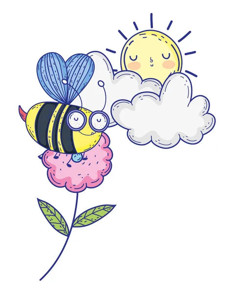 Isolated bee draw cartoon design vector illustration — Archivo Imágenes Vectoriales