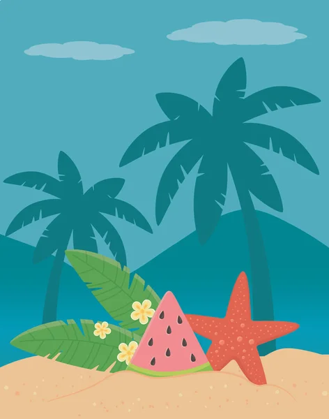 Vector illustratie Palm Tree design, zomer vakantie vector illustratie — Stockvector