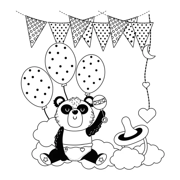 Diseño de símbolo de panda y baby shower — Archivo Imágenes Vectoriales