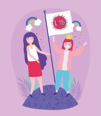 Insanlar topluluğu lgbtq düz tasarım