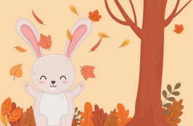 Şirin hayvan yaprakları Merhaba sonbahar