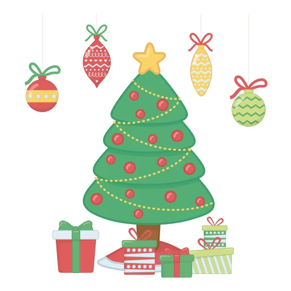 Vrolijk kerstmis dennenboom vector ontwerp — Stockvector