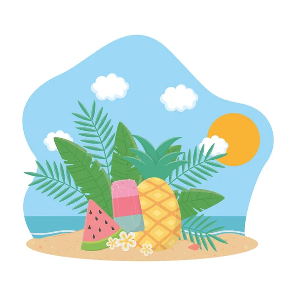 Diseño de conjunto de iconos de verano y vacaciones — Vector de stock