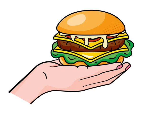 Ilustración vectorial de hamburguesas a mano — Vector de stock