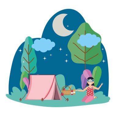 Çadır ve kamp vektör tasarımı