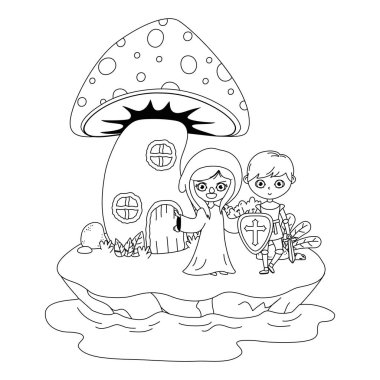 Ortaçağ cadısı ve peri masalı tasarımı şövalyesi.