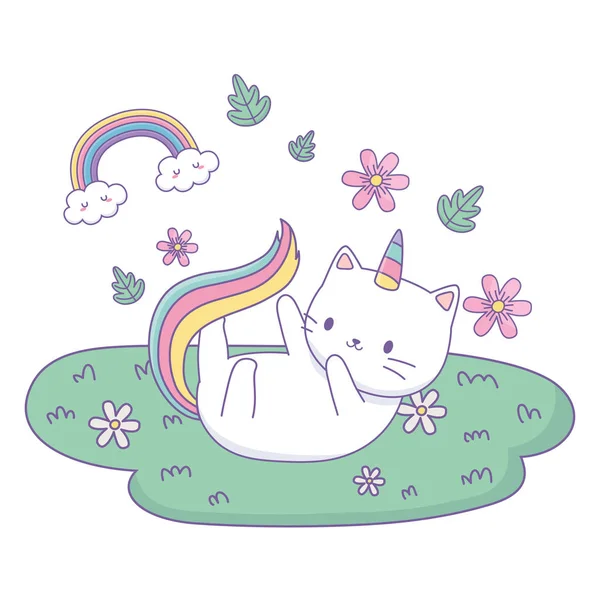 Unicorno gatto cartone animato vettore design — Vettoriale Stock