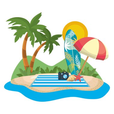 Yaz ve tatil simgesi set tasarım