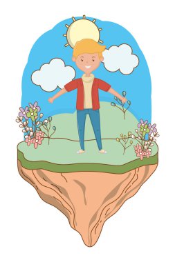 Genç çocuk karikatür tasarım vektör illüstrasyon