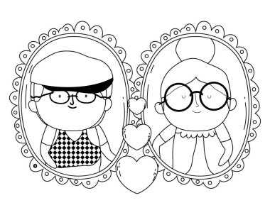 Büyükanne ve büyükbaba karikatür vektör tasarımı