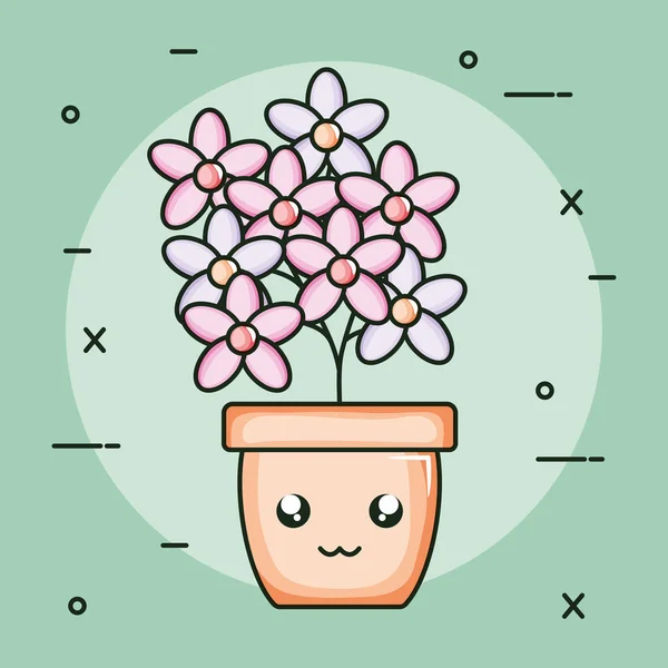 Pianta da giardino in vaso carattere kawaii — Vettoriale Stock