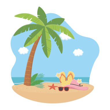 Yaz ve tatil simgesi set tasarım