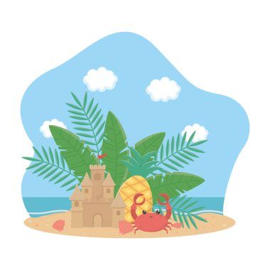 Yaz ve tatil simgesi set tasarım