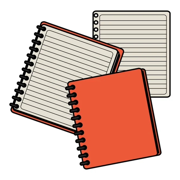 Notizbuch Schulmaterial mit Blatt — Stockvektor