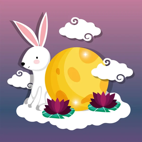 Rabbit happy moon festival image — Stock Vector