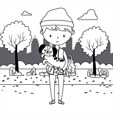 Köpek karikatür tasarımı ile çocuk