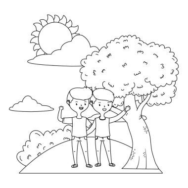 Genç erkek arkadaşlar tasarım vektör Illustrator