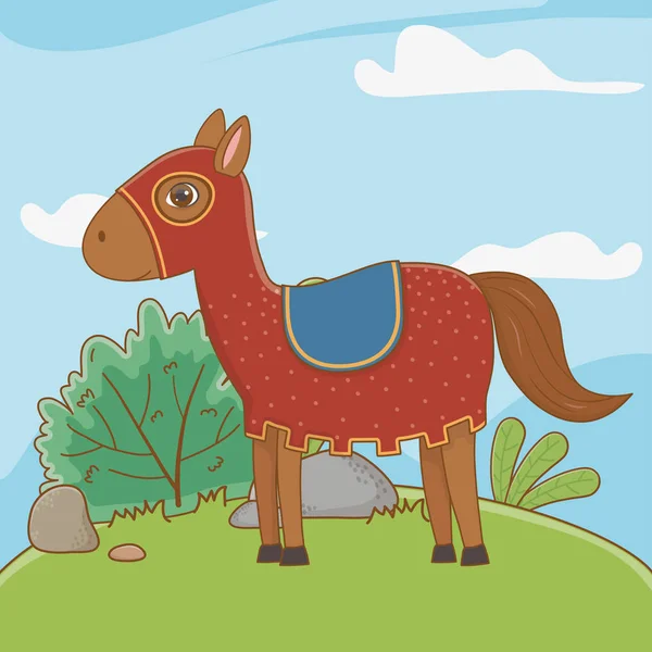 Caballo medieval de ilustración vectorial de diseño de cuento de hadas — Vector de stock