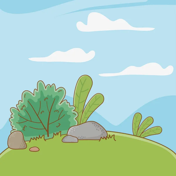 Paisaje de un parque con ilustración vectorial de diseño de árboles. — Vector de stock