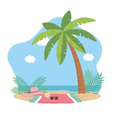 Yaz ve tatil simgesi set tasarım