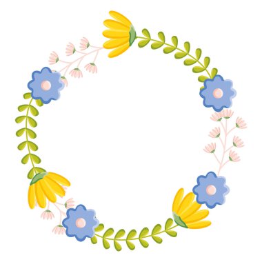 Çiçekler bahçe bitkileri dairesel çerçeve