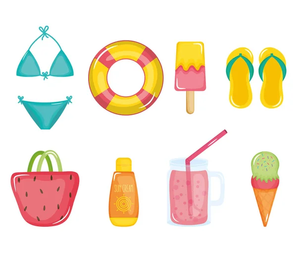 Summer holiday poster set icons — Stock Vector